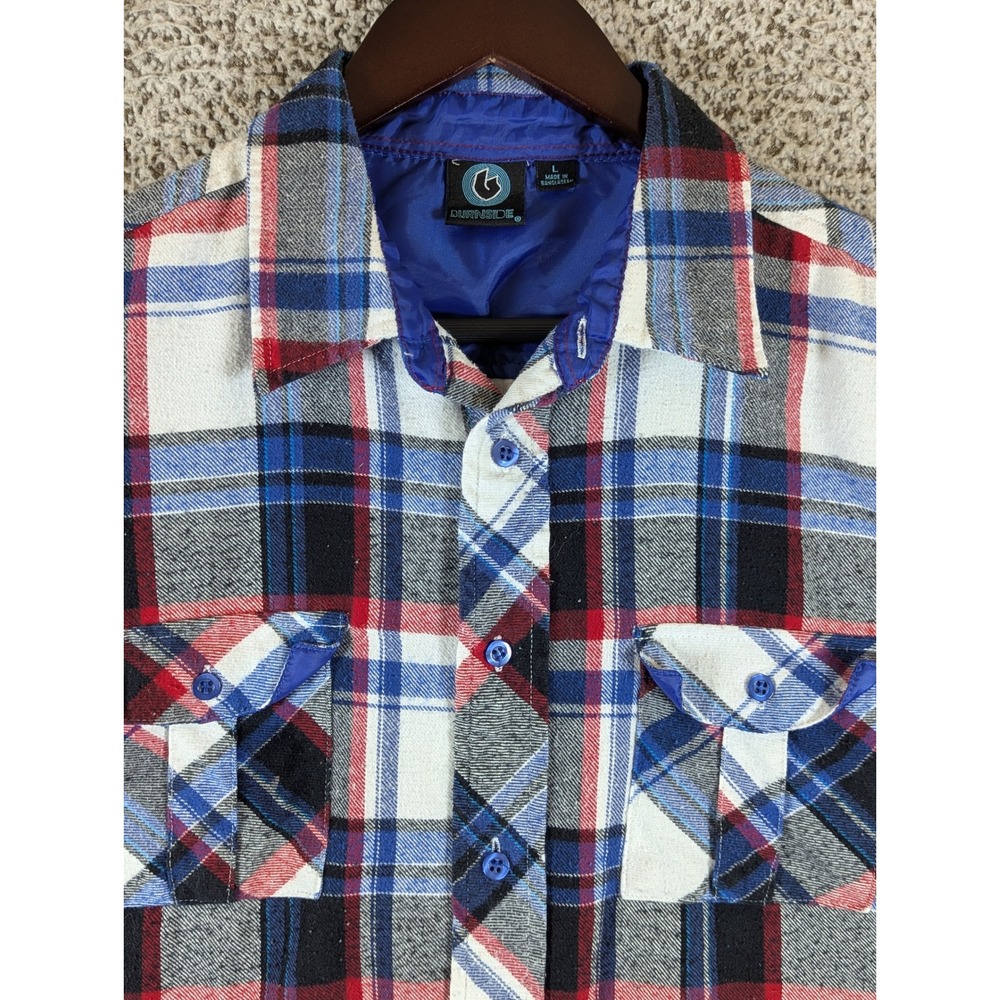 Burnside Flannel Shirt Plaid Button Up Long Sleeve Pockets Mens Large Read Desc.